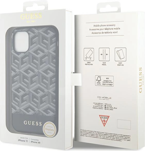 Mbështjellës Guess GUHMN61HGCFSEK për iPhone 11/XR 6.1", MagSafe, i zi