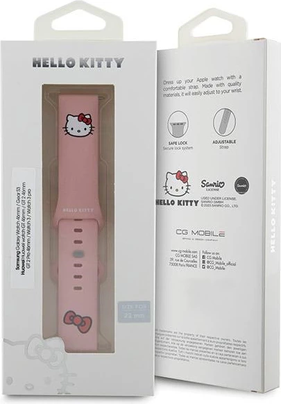 Rrip smartwatch Hello Kitty Silicone Kitty Head, 22mm, rozë
