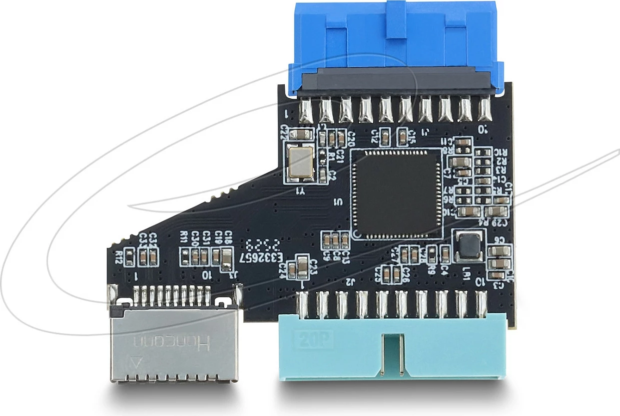 Hub/Adapter i brendshëm USB DeLOCK, 20-pin Header në 20-pin + Type‑E Key A, i zi