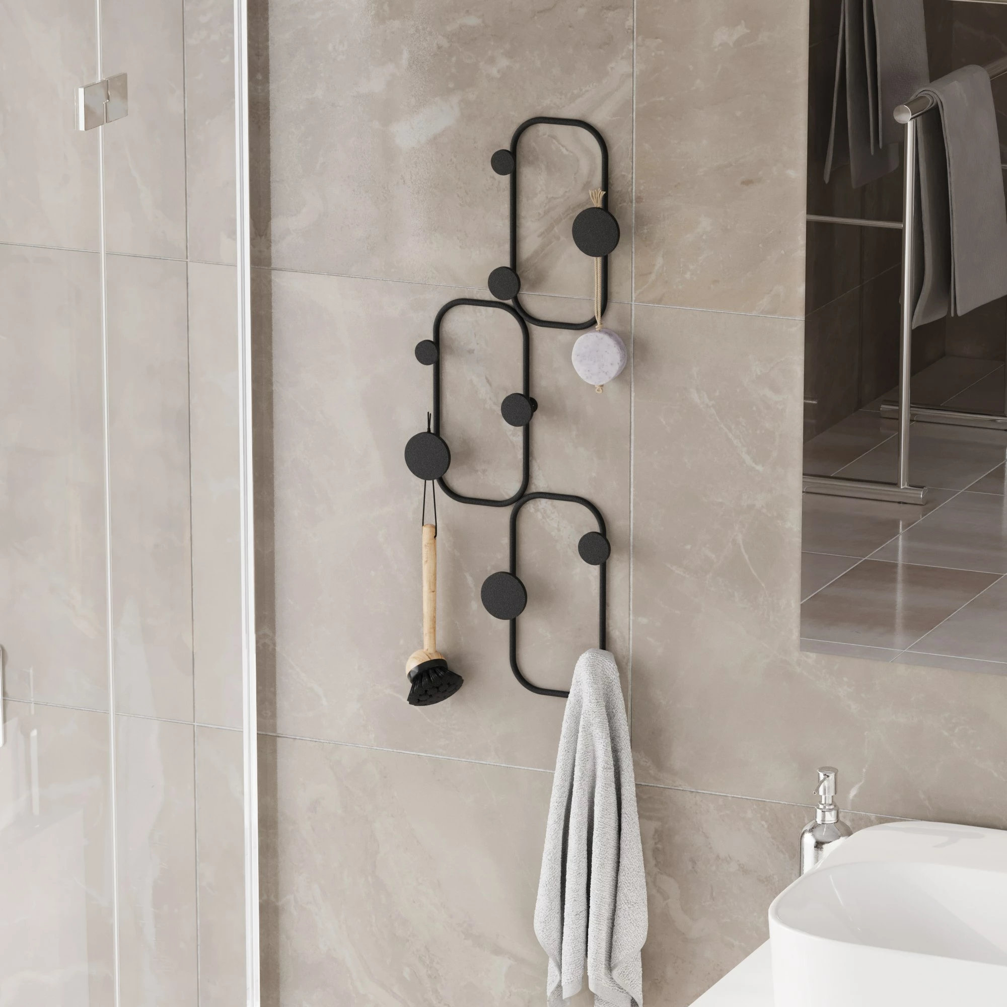 Varëse muri metalike Wallity, model hardhucë, ngjyrë e zezë, 28x5x70cm