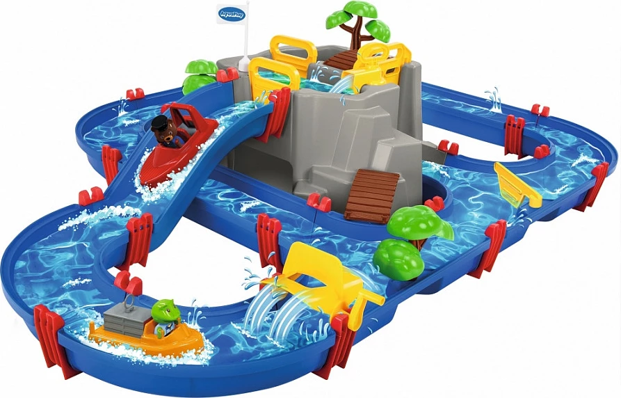 Set lodrash ujore Simba-Dickie MountainLake, 44 copë, me 2 figura dhe 2 varka, shumëngjyrësh