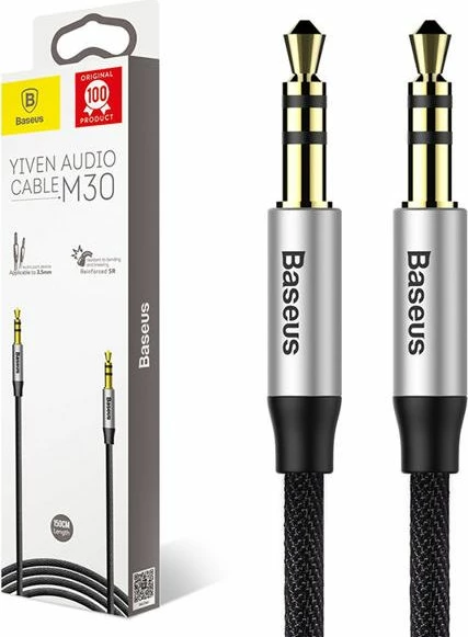 Kabllo AUX Baseus Yiven M30 CAM30-CS1 2x Jack 3.5mm 1.5m e zezë