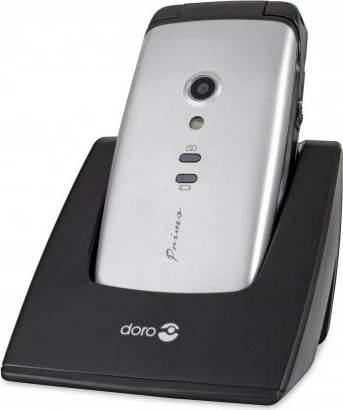 Celular Doro Primo 406, Clamshell, 2.4", 0.3 MP, Bluetooth, 1050 mAh, Ngjyrë e zezë, Argjendtë