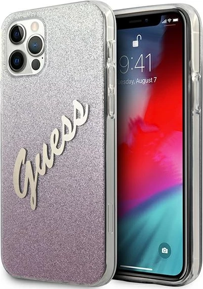 Mbështjellës Guess GUHCP12LPCUGLSPI për iPhone 12 Pro Max 6.7", Glitter Gradient, Rozë