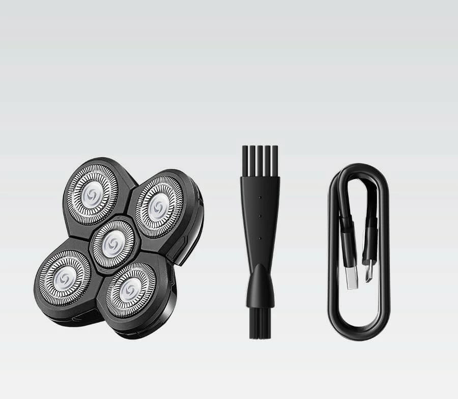 Makinë rroje elektrike për kokë, Feel-Maestro MR-677, bateri 800 mAh, 5 koka prerëse, IPX7, USB-C, e zezë/ari