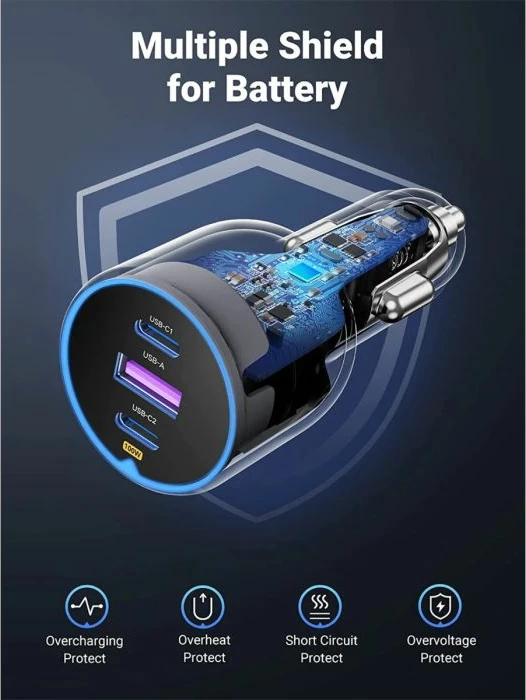 Karikues makine UGREEN 55511 130W 3-port (2x USB-C + USB-A), me kabllo USB-C 1m 100W, i zi