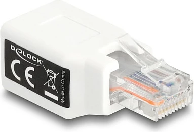 Adapter RJ50 DeLOCK, mashkull-në-femër, i bardhë