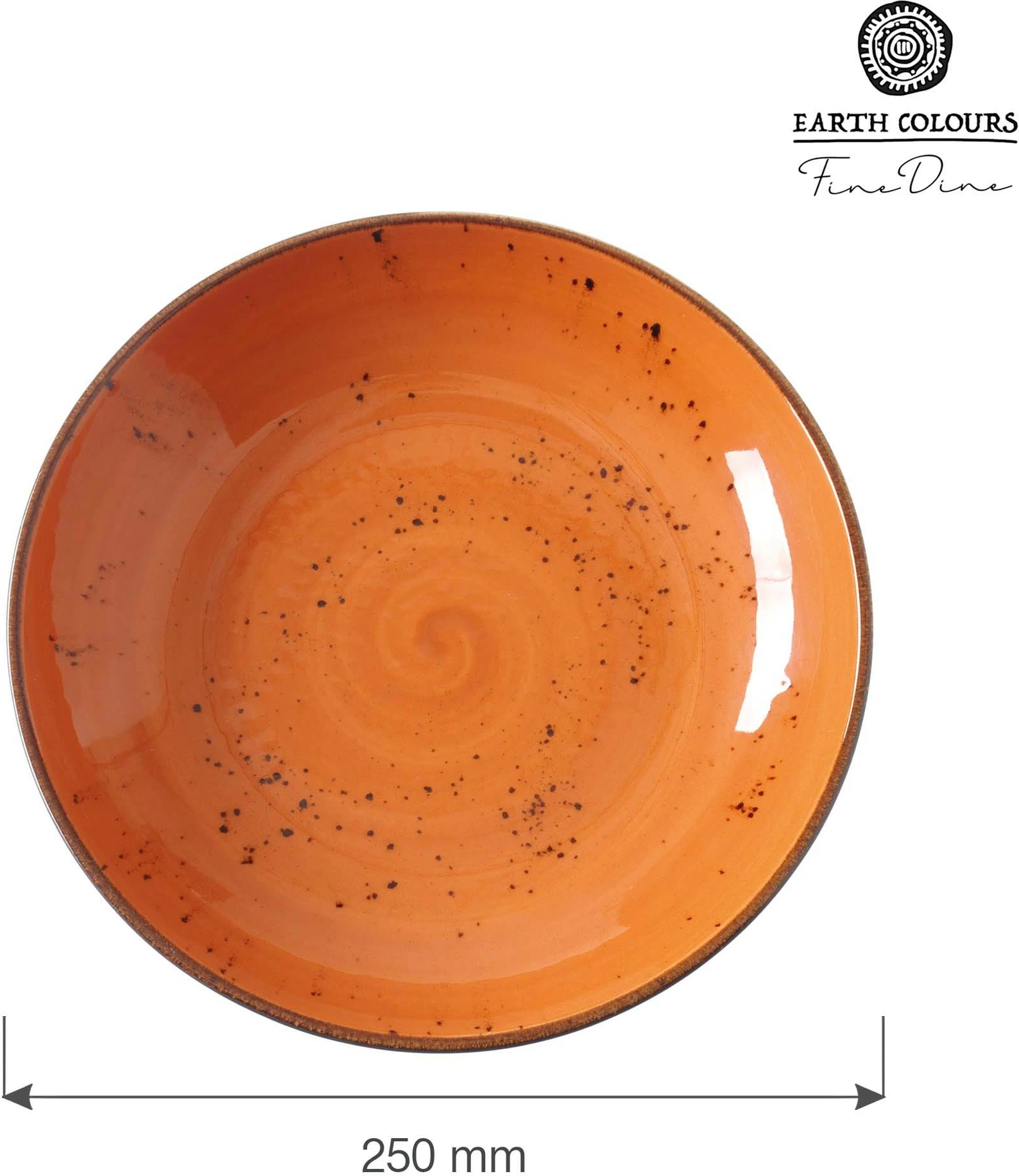 Tas coupe Fine Dine Dahlia 250 mm porcelan portokalli, set 6 copë