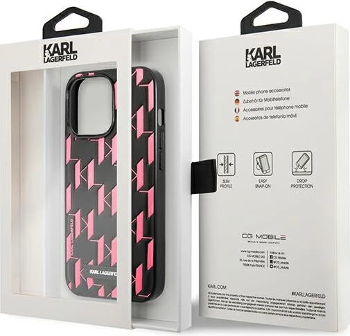 Mbështjellës Karl Lagerfeld Monogram Plaque për iPhone 13 Pro Max 6.7", Rozë