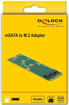Adapter DeLOCK mSATA në M.2 Key B, për SSD 2242/2260/2280, i brendshëm, LED