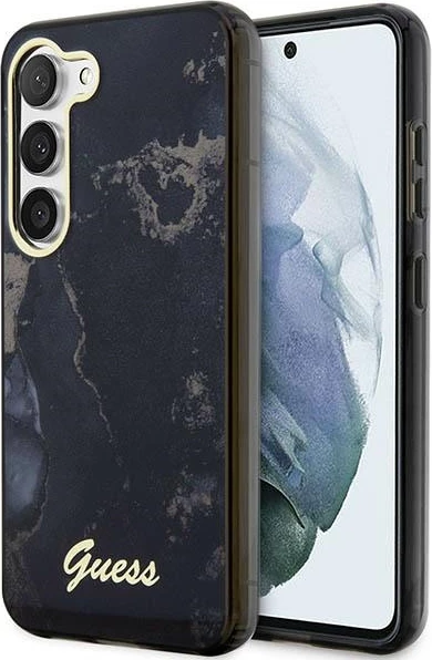 Mbështjellës Guess Golden Marble për Samsung Galaxy S23 S911, i fortë, i zi