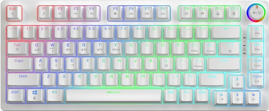 Tastierë gaming SAVIO Phenix White GAT RED, Bluetooth, QWERTY, RGB LED, e bardhë