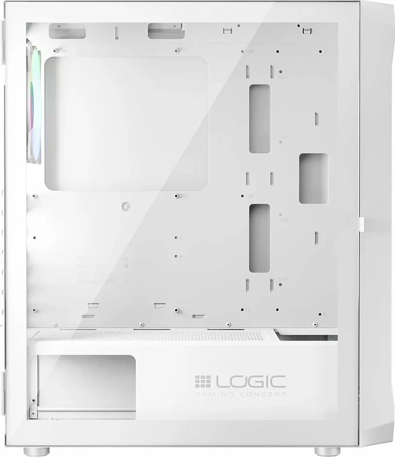 Kasë Logic Concept Portos ARGB Midi Tower ATX/mATX/Mini-ITX, me 4x ventilatorë ARGB 120mm, e bardhë
