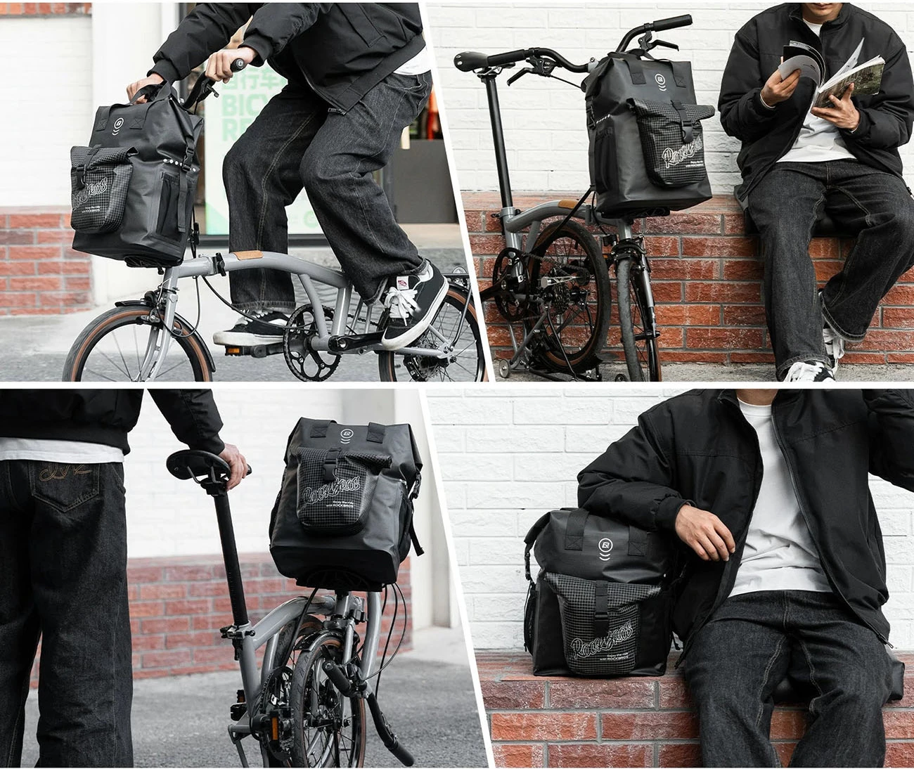 Çantë timoni Rockbros AS-158 18L për biçikletë palosëse Brompton, e zezë