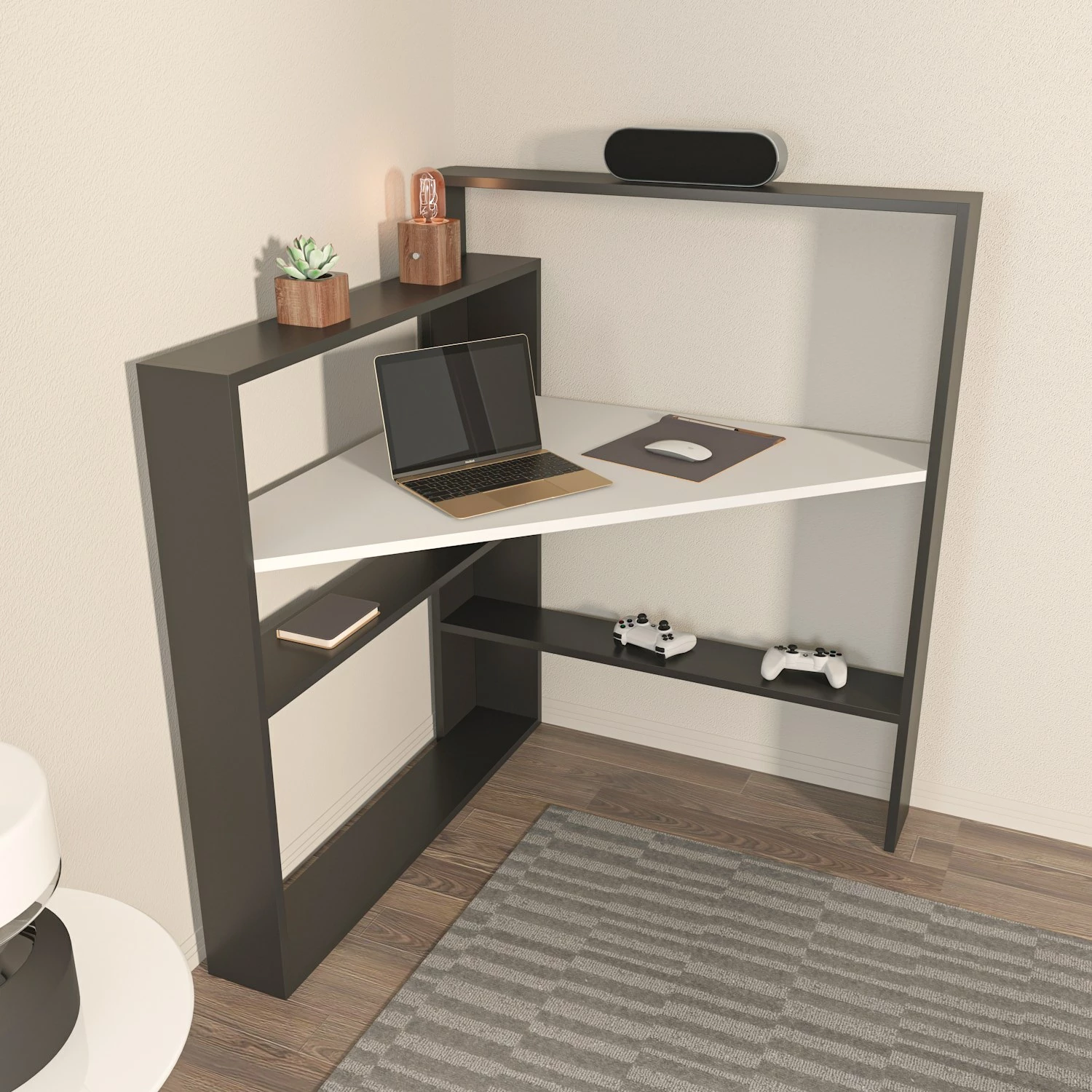 Tavolinë pune për studime Skye Decor, Kelly, e zezë dhe e bardhë