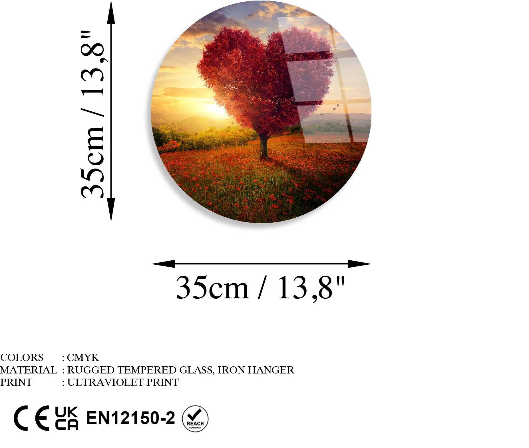 Pikturë dekorative prej xhami të temperuar, shumëngjyrëshe, UV-1147, 30cm