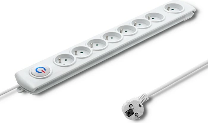 Rrymëndarës Qoltec 50293 me 8 dalje, 1.5m, i bardhë