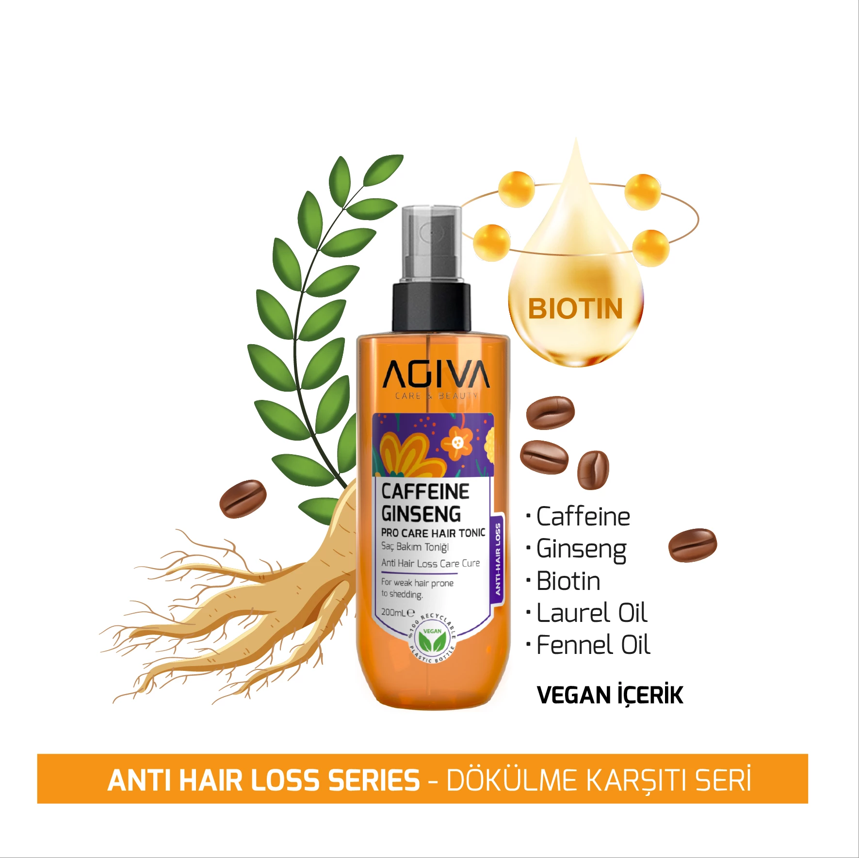 Tonik për flokë Agiva Caffeine Ginseng Pro Care 