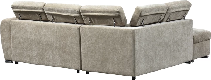 Kënd-sofë krevate me kënd të djathtë Nuvora, me hapësirë për depo, kadife korduroj, bezhë, 244x225x79cm