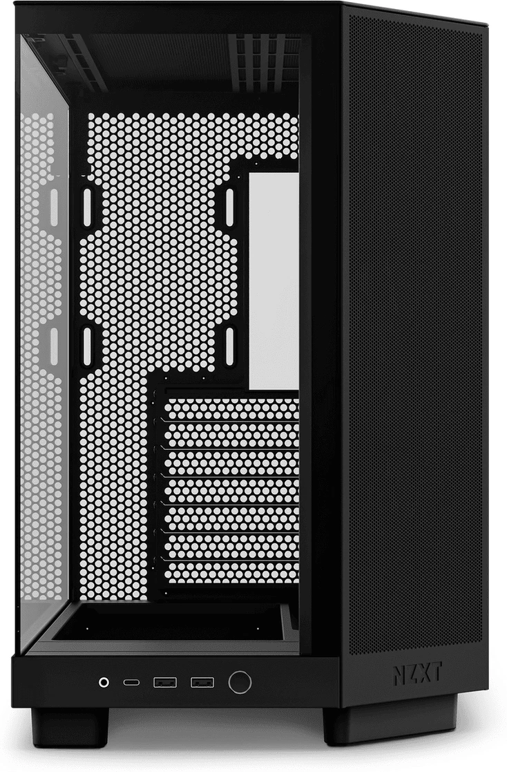 Kasë kompjuteri NZXT H6 Flow CC-H61FB-01 me panel xhami të temperuar, e zezë