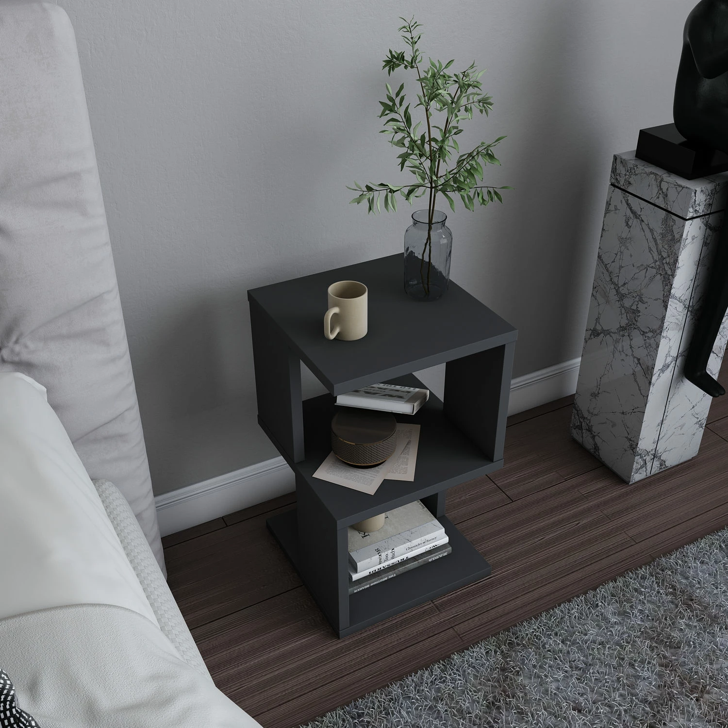 Komodinë nate Hanah Home, Carter, ngjyrë antracit