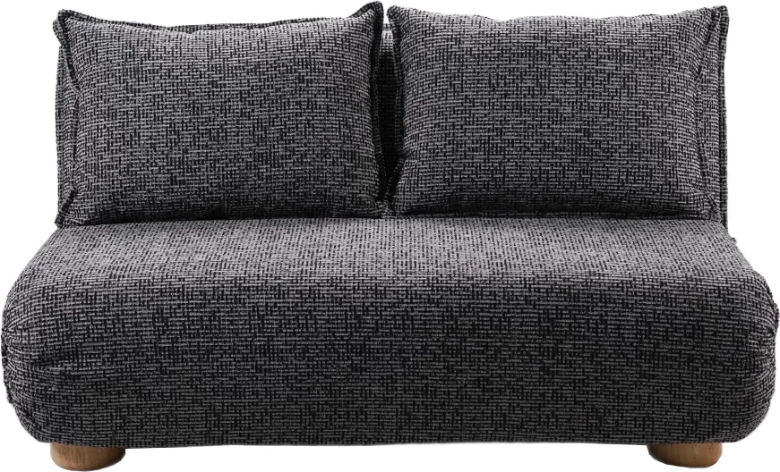 Futon divan për dy persona, palosës, ngjyrë gri e zezë me dizajn, 141x87x76cm