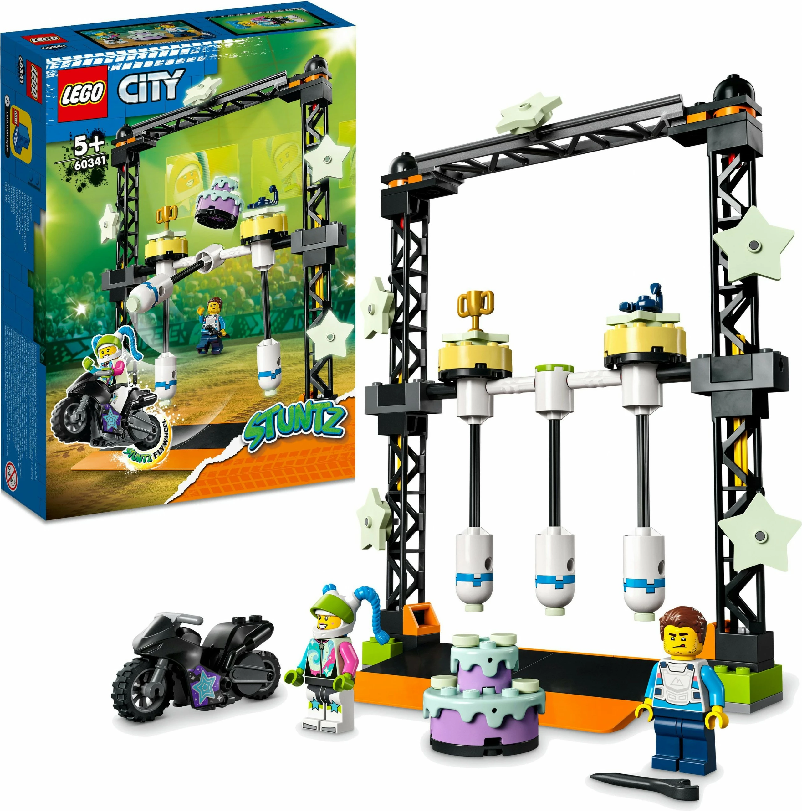 Set ndërtimi LEGO City The Knockdown Stunt Challenge, 117 pjesë, plastikë, shumëngjyrësh