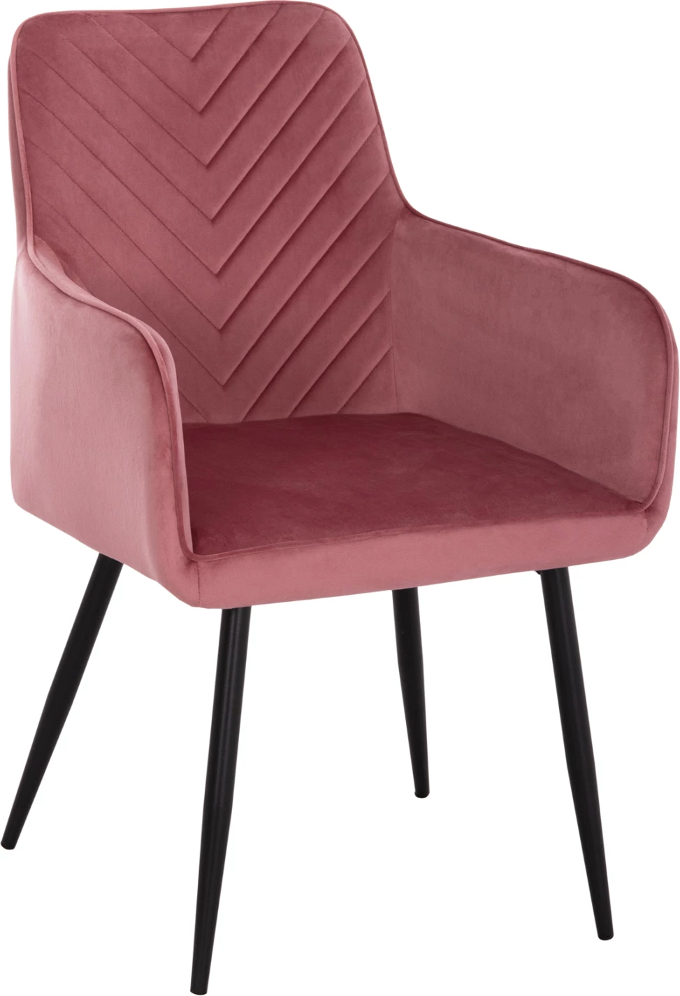 Karrige ngrënieje me krahë LATRELL, kadife rozë e zbehtë, këmbë metalike të zeza, 54x57x84cm, set prej 2 copash