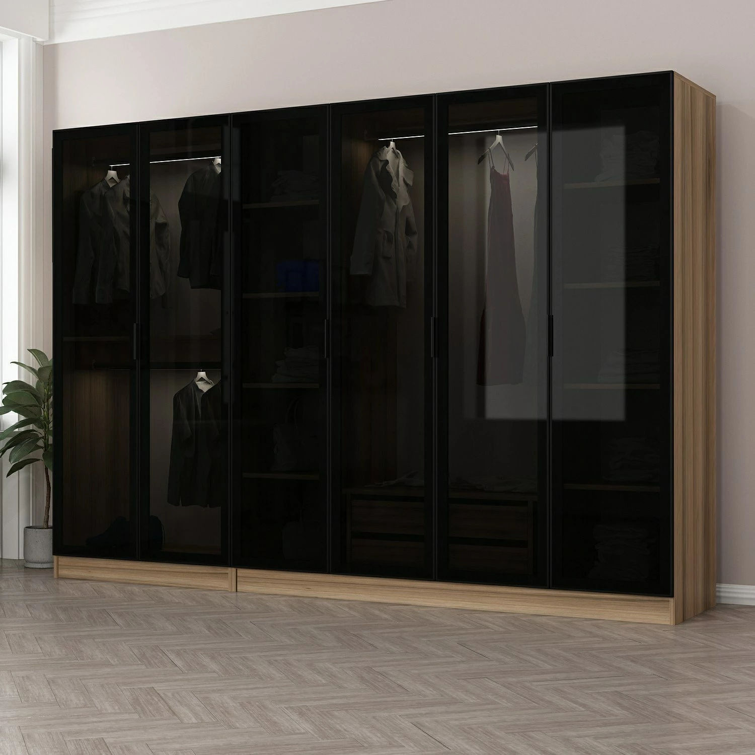 Dollap Skye Decor, ngjyrë fume, 270x210x52cm, 8 pjesë