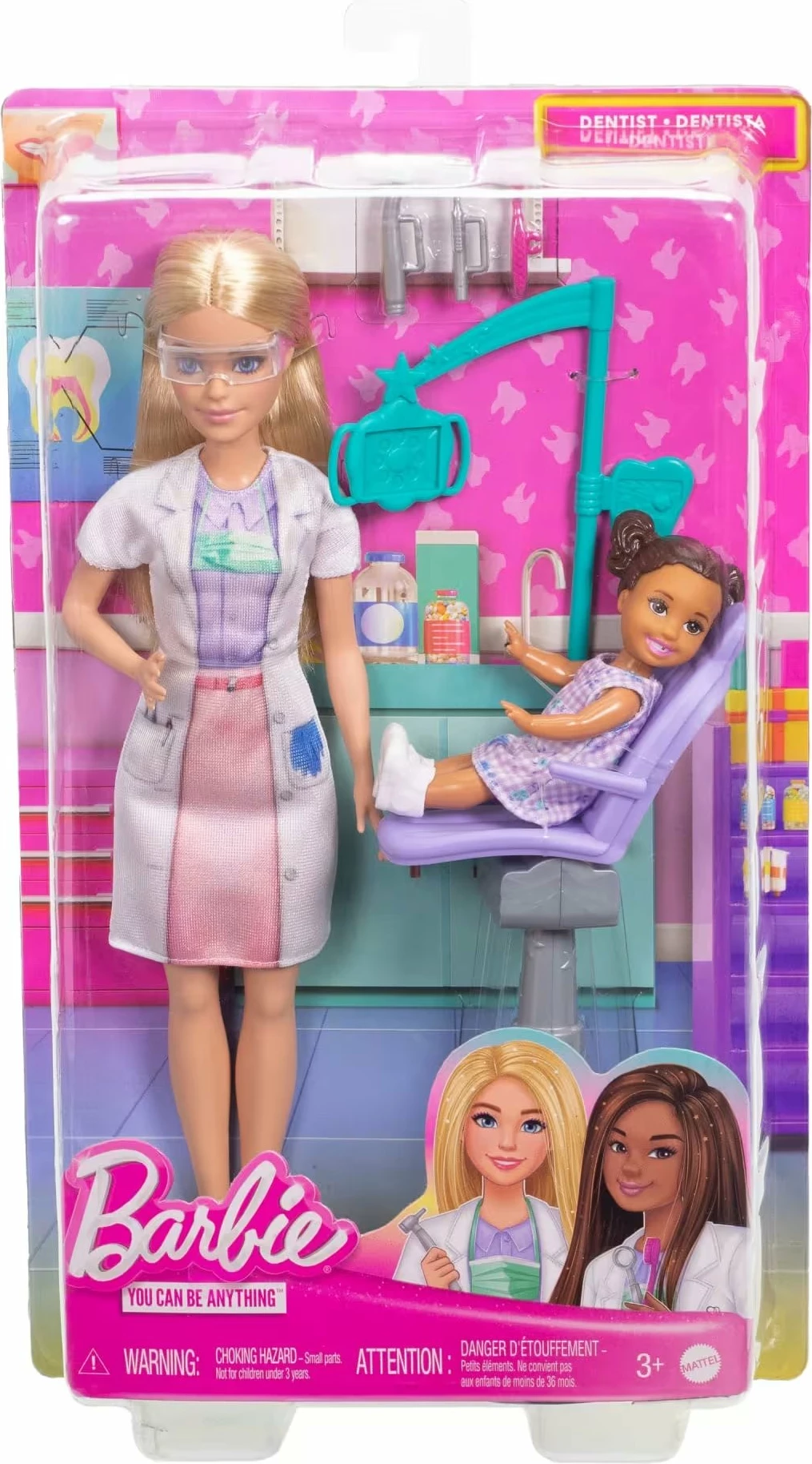 Kukull Barbie Mattel You Can Be Anything Dentist JCR74, set karriere