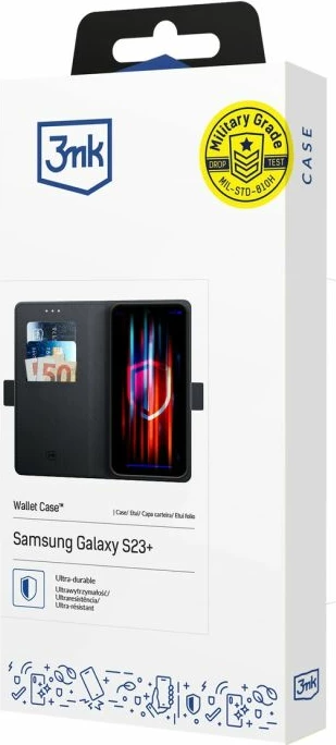 Kapak portofol për Samsung Galaxy S23+ 3mk, i zi