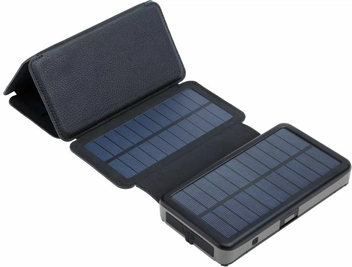Powerbank solar SANDBERG 420-73 20000 mAh 6 panele USB-C PD 20W IPX4, e zezë, set me karabinë + kabllo USB-C