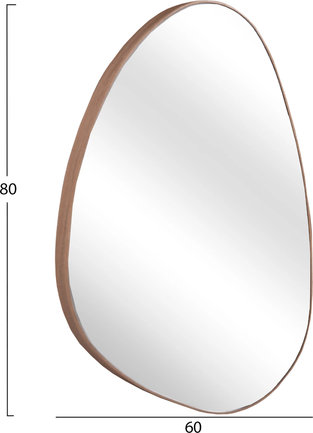 Pasqyrë muri e parregullt, kornizë MDF, ngjyrë druri natyral, FH4487.03, 60x80 cm.