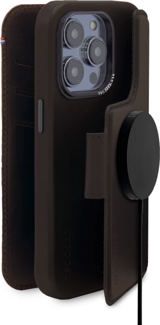 Mbështjellës Decoded Detachable Wallet për iPhone 14 Pro Max, lëkurë, MagSafe, Kafe