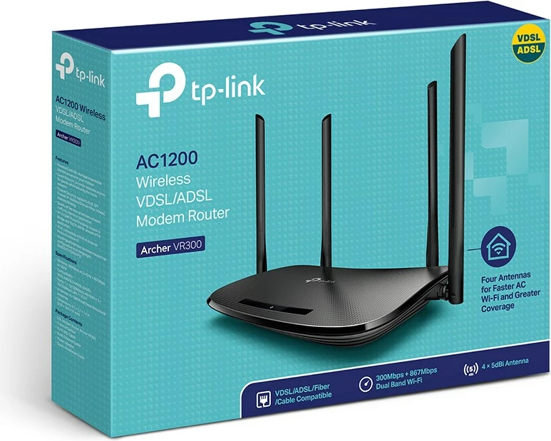 Ruter Wireless TP-Link Archer VR300, Fast Ethernet Dual-band, 2.4GHz / 5GHz, i zi