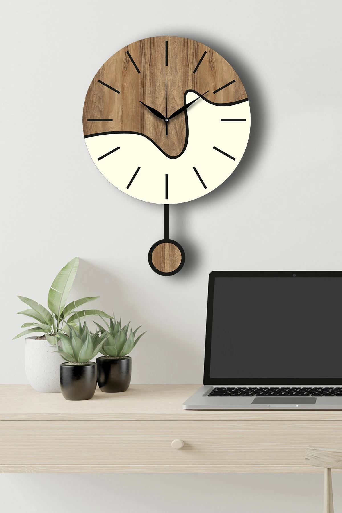 Orë muri dekorative Wallity, ngjyrë arrë dhe krem, Vlnt109kr