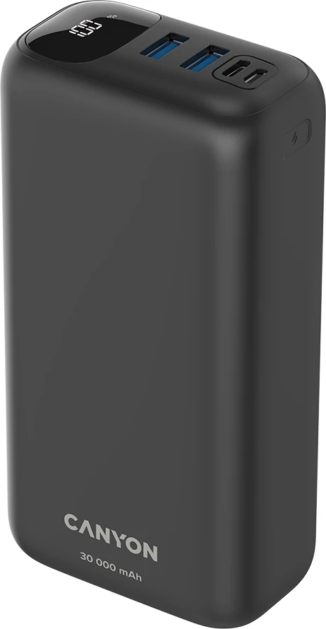 Power bank CANYON PB-301 30000 mAh PD 20W QC 3.0, e zezë