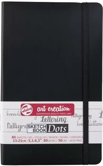 Libër skicash Talens Art Creation me pika, 80 fletë, 13x21cm, Ngjyrë e zezë