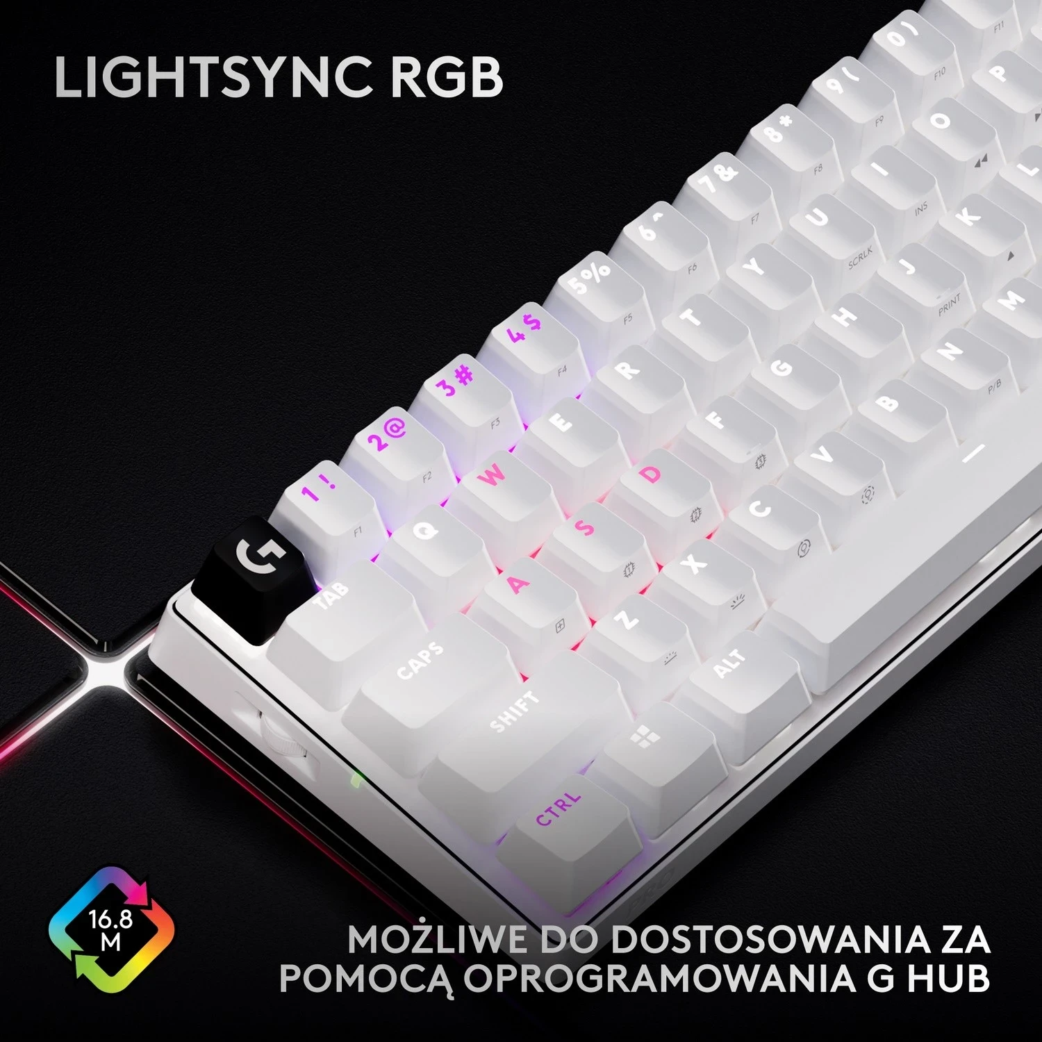 Tastierë Logitech G Pro X 60 Lightspeed, RGB, e bardhë