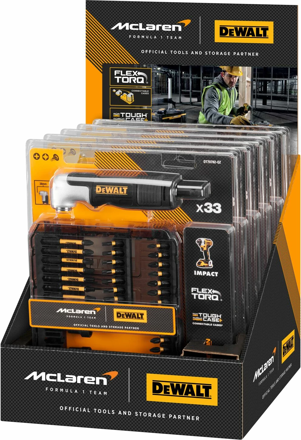 Set bitash dhe adapter këndor 90° DeWalt DT70782, 33 copë, McLaren Edition