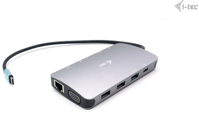 Doking stacion I-Tec Metal USB-C Travel Nano Dock, HDMI/VGA, LAN, Power Delivery 100W, argjend