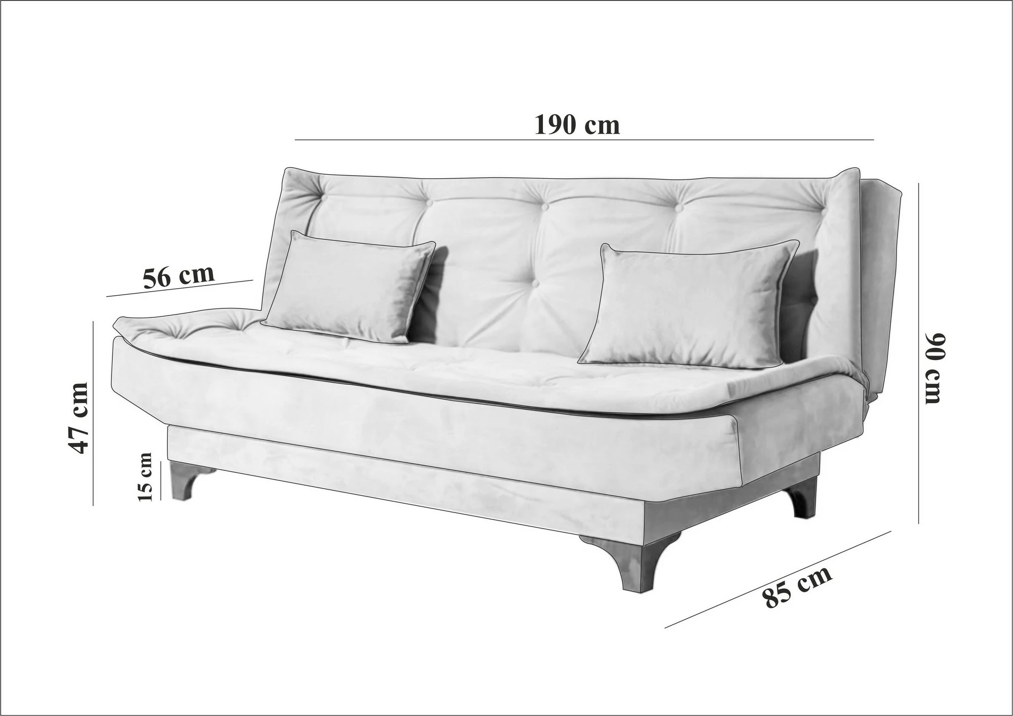 Divan-krevat 3 vendësh, Atelier del Sofa, Kelebek, ngjyrë jeshile deti