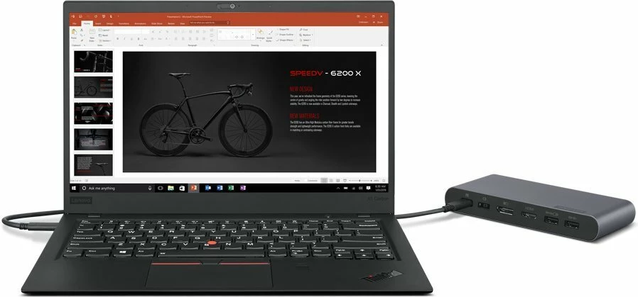 Stacion dokimi USB-C Lenovo Universal Business Dock 40B30090EU, 90W (65W PD), Dual 4K, 1x HDMI, 1x DisplayPort, 3x USB-A, 2x USB-C, Gri Storm, set me adaptor 90W + kabllo USB-C 1m