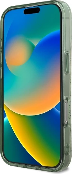 Mbështjellës Guess IML Flower & Tonal Circle MagSafe për iPhone 16 Pro, i gjelbër