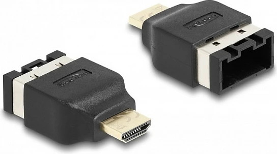 Adapter HDMI DeLOCK HDMI-A mashkull në HDMI-E femër, 4K 60Hz, i zi