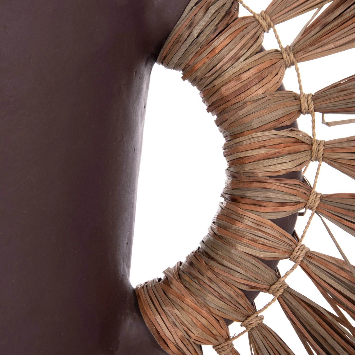 Vazo dekorative tavoline ALICA, terrakotë, ngjyrë çokollate, me bar të thatë, 55x19x34cm