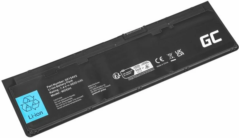 Bateri laptopi Green Cell WD52H / VFV59 4600mAh 7.4V Li-Poly për Dell Latitude E7240/E7250, e zezë