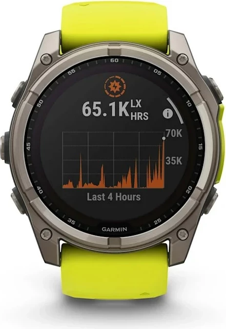 Smartwatch Garmin fenix 8, 51 mm, 32 GB, Titanium, Rrip silikon, E verdhë neon