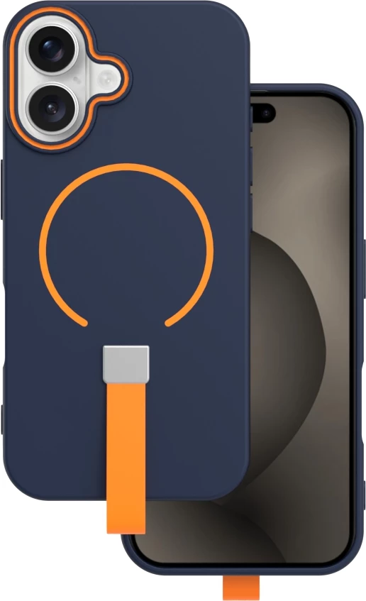 Mbështjellës Phone Case silikoni i lëngshëm ONASI 24177 për Samsung Galaxy S25 Ultra, MagSafe, me rrip, blu-portokalli