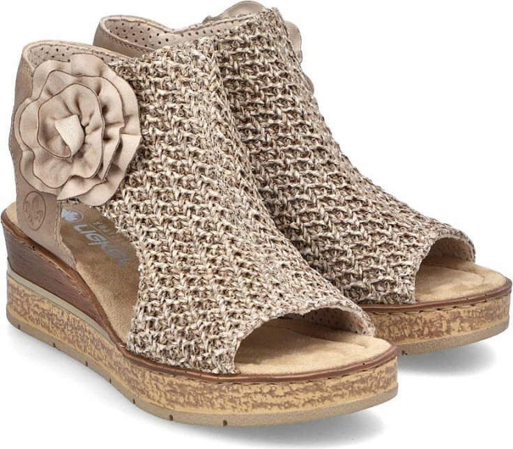 Sandale platformë për femra Rieker 63791-60, bezhë